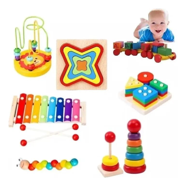 SET DE JUGUETES DIDACTICOS Y TREN DE MADERA PACK 7 - 1