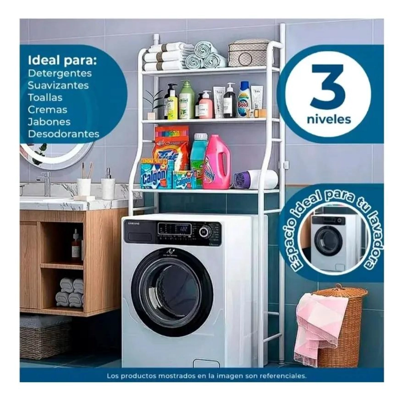 ORGANIZADOR METALICO DE 3 NIVELES PARA LAVADORA Y BAÑO - 4
