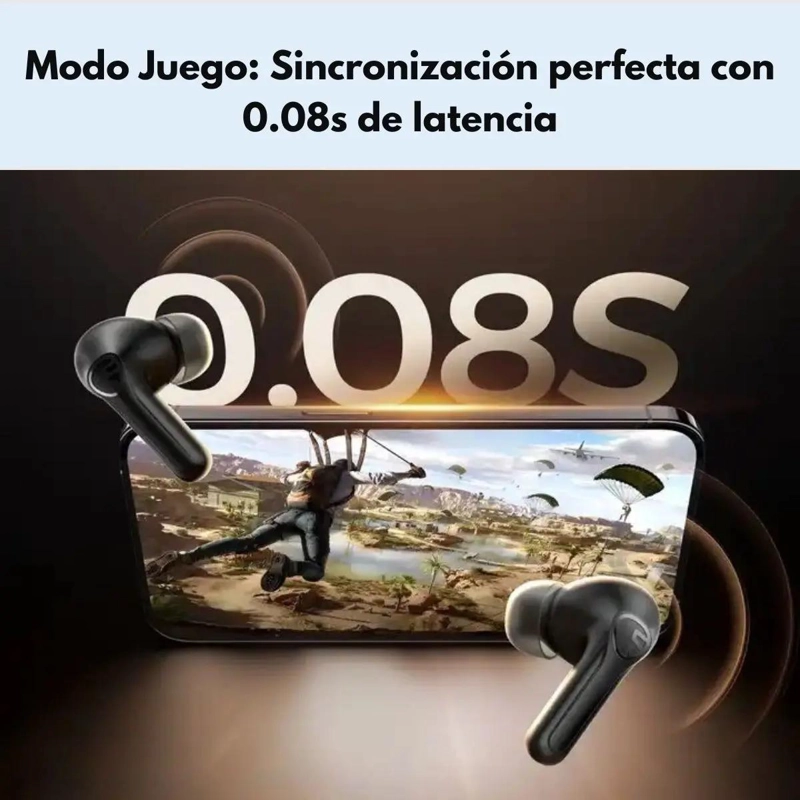 AUDIFONOS BLUETOOTH CON CANCELACION DE RUIDO Y MODO JUEGO - 4