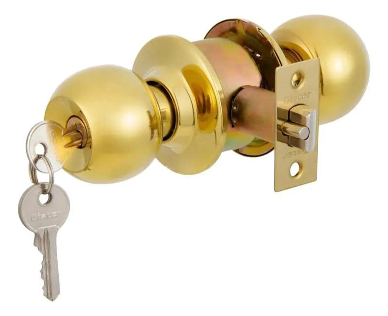 KIT CERRADURA CON POMO Y CERROJO DE SEGURIDAD DORADO - 3