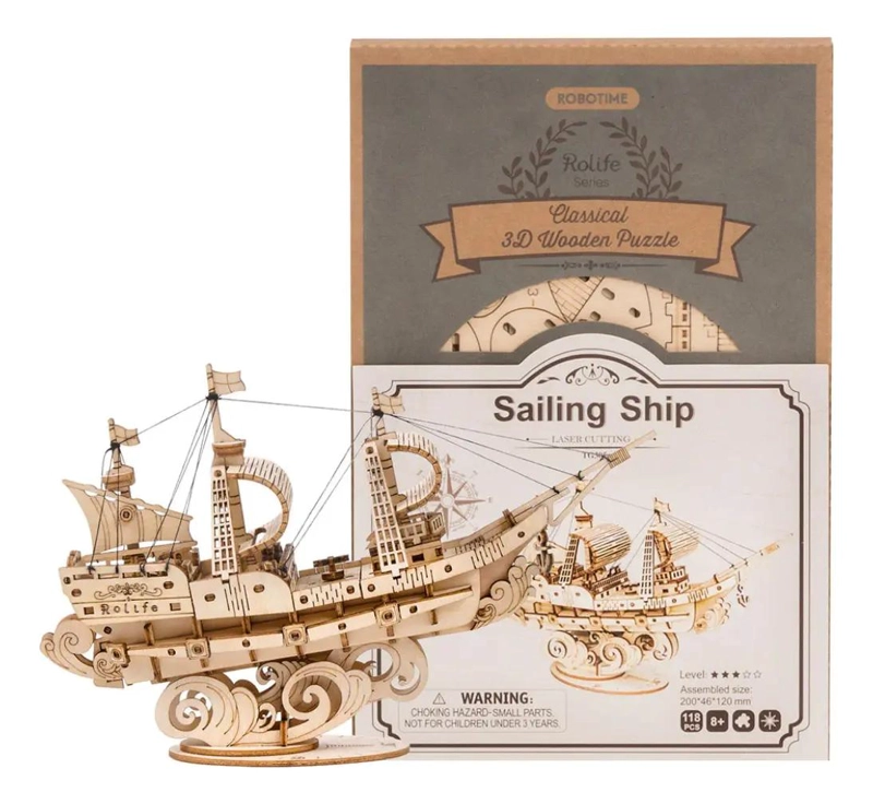 PUZZLE 3D BARCO MERCANTE SAILING SHIP DE MADERA - 1