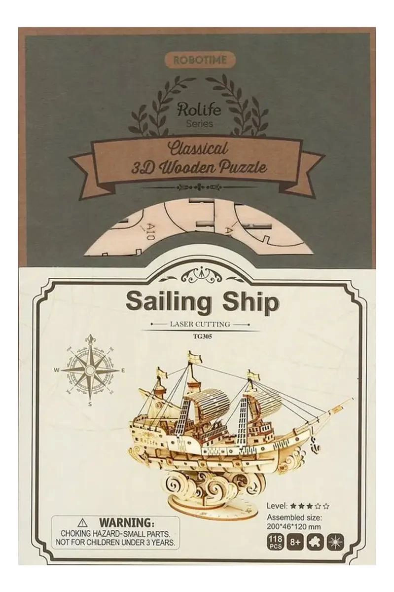 PUZZLE 3D BARCO MERCANTE SAILING SHIP DE MADERA - 4