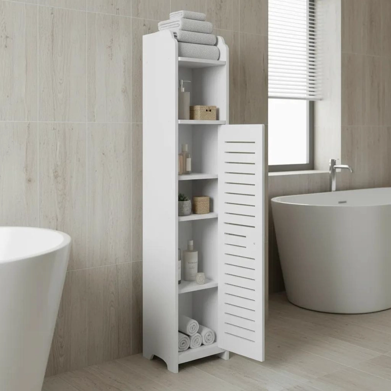 MUEBLE ORGANIZADOR DE BAÑO ESTANTE BLANCO EN MDF - 1