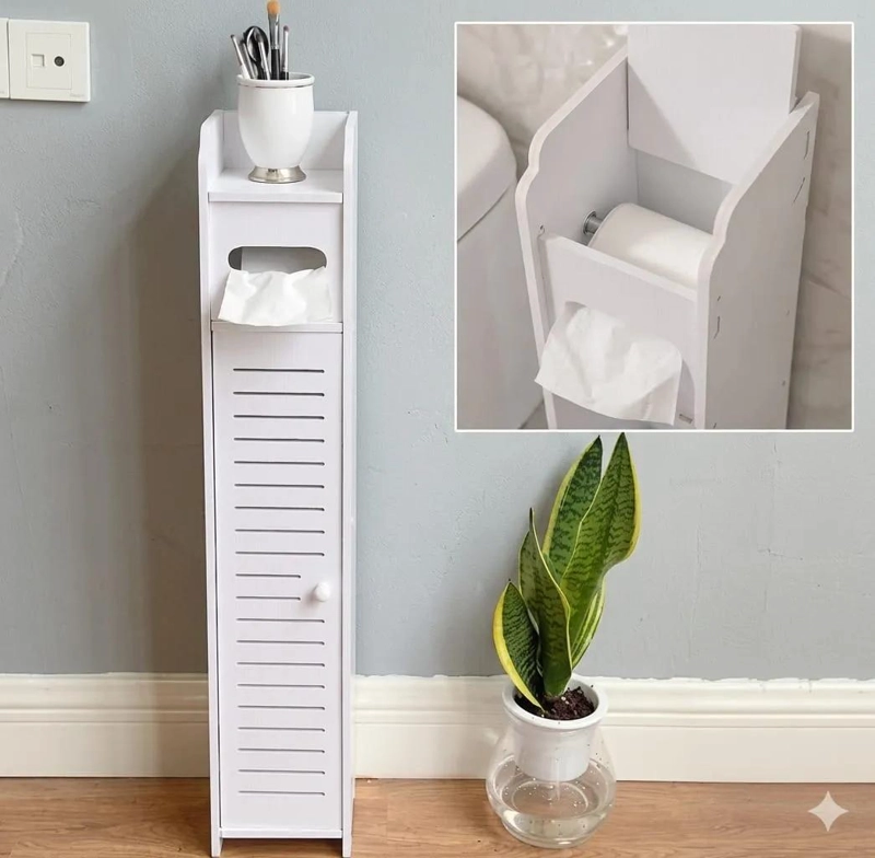 MUEBLE ORGANIZADOR DE BAÑO ESTANTE BLANCO EN MDF - 3