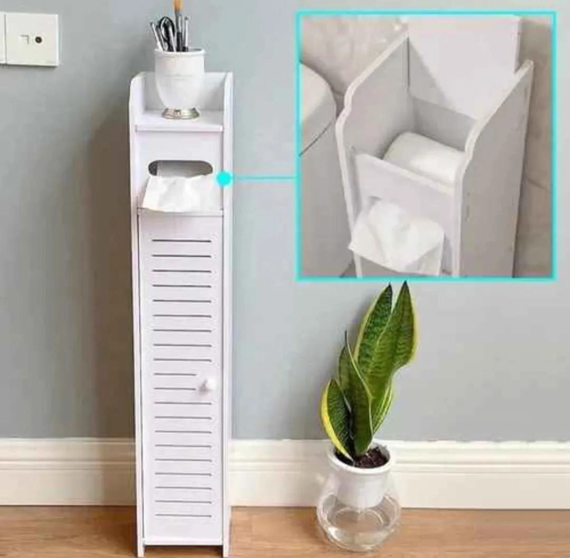 MUEBLE ORGANIZADOR DE BAÑO ESTANTE BLANCO EN MDF - 4