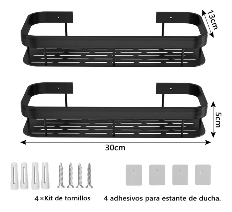 SET 2 REPISAS ADHESIVAS PARA DUCHA Y BAÑO - 2