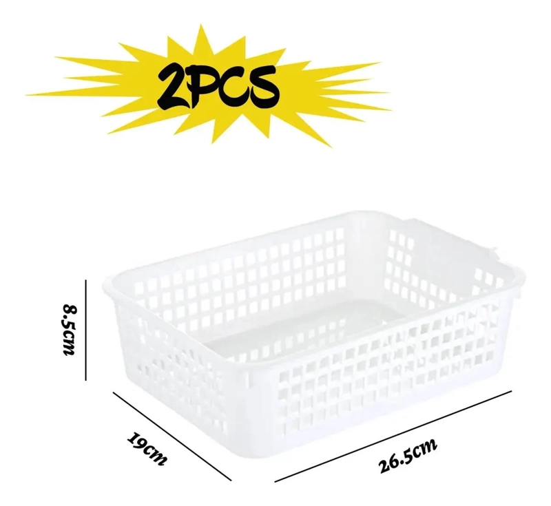 SET 2 CESTAS PLASTICO 26.5X19X8.5 CM PARA ALMACENAJE - 3