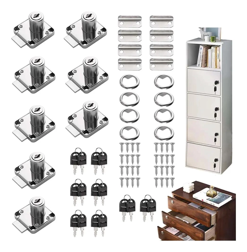 JUEGO DE 8 CERRADURAS PARA MUEBLES Y CAJONES CON LLAVES - 1