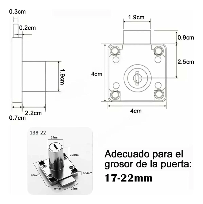 JUEGO DE 8 CERRADURAS PARA MUEBLES Y CAJONES CON LLAVES - 2