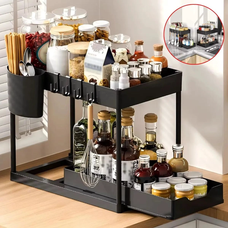 ORGANIZADOR DESLIZANTE MULTIUSO 2 NIVELES PARA COCINA Y B - 3