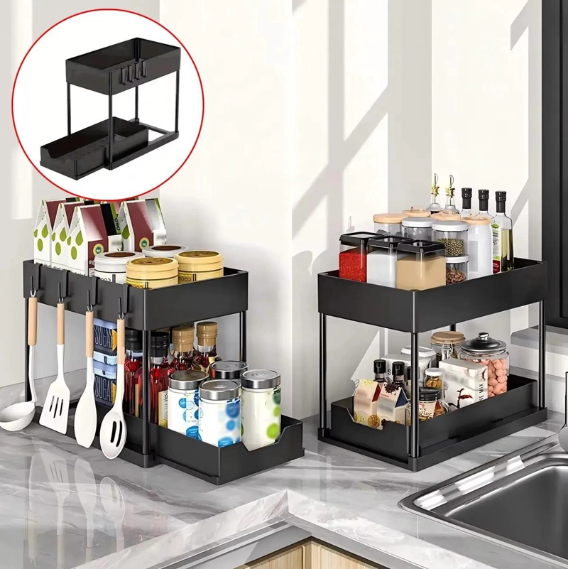 ORGANIZADOR DESLIZANTE MULTIUSO 2 NIVELES PARA COCINA Y B - 4