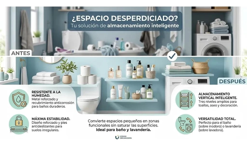 ORGANIZADOR DE BAÑO DE 3 NIVELES PARA INODORO O LAVANDER - 2