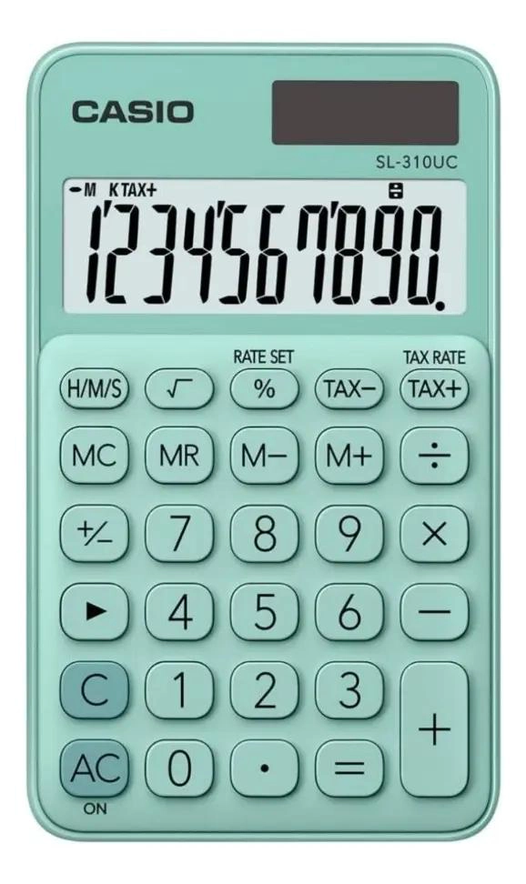 CALCULADORA DE BOLSILLO COLOR VERDE CON PANTALLA LCD - 1