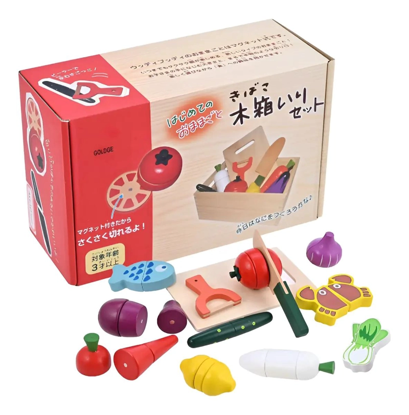 JUEGO DIDACTICO DE MADERA PARA CORTAR VEGETALES Y FRUTAS - 1