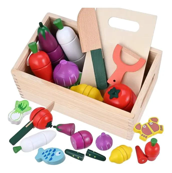 JUEGO DIDACTICO DE MADERA PARA CORTAR VEGETALES Y FRUTAS - 2