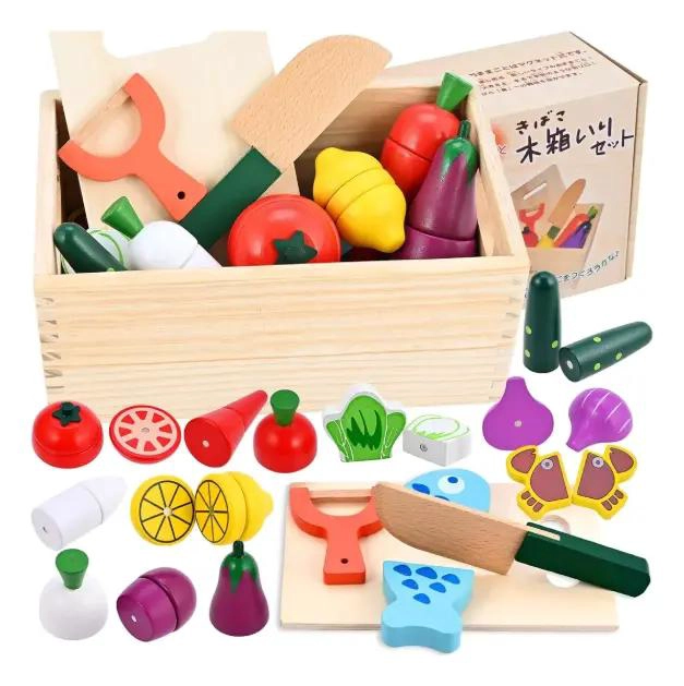 JUEGO DIDACTICO DE MADERA PARA CORTAR VEGETALES Y FRUTAS - 3