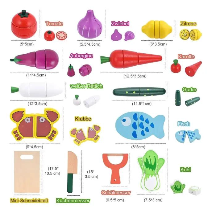 JUEGO DIDACTICO DE MADERA PARA CORTAR VEGETALES Y FRUTAS - 4