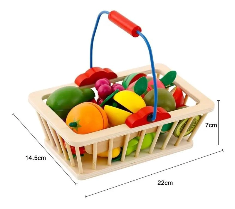 CANASTO DIDACTICO DE MADERA CON IMAN FRUTAS Y VERDURAS - 2