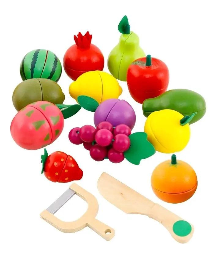 CANASTO DIDACTICO DE MADERA CON IMAN FRUTAS Y VERDURAS - 3