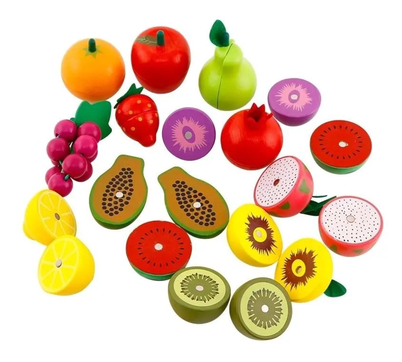 CANASTO DIDACTICO DE MADERA CON IMAN FRUTAS Y VERDURAS - 4