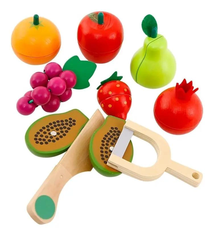 CANASTO DIDACTICO DE MADERA CON IMAN FRUTAS Y VERDURAS - 5