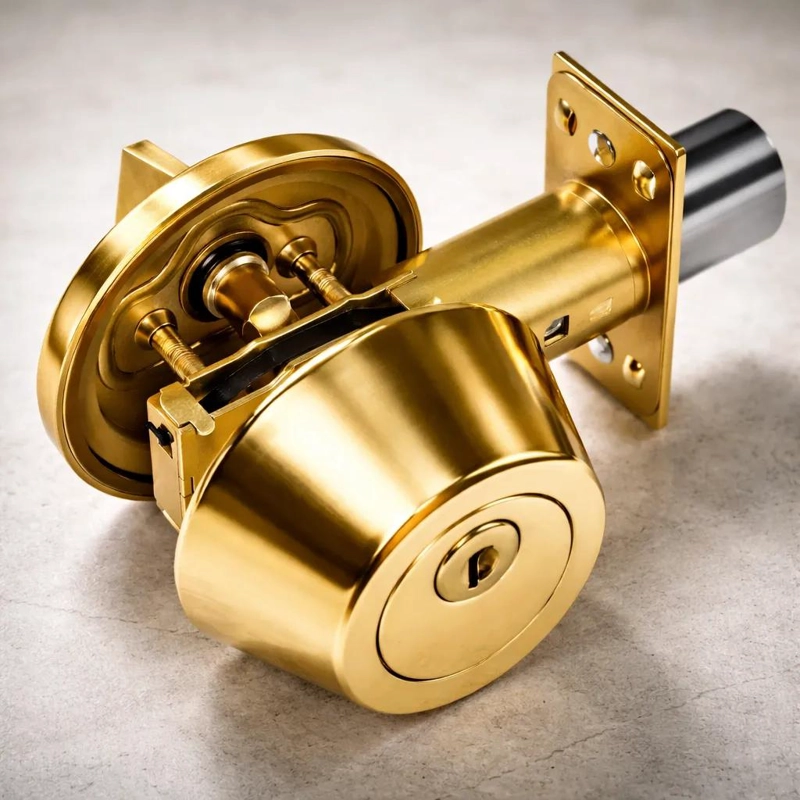 CHAPA CERROJO SEGURIDAD ACERO INOXIDABLE DORADO - 2