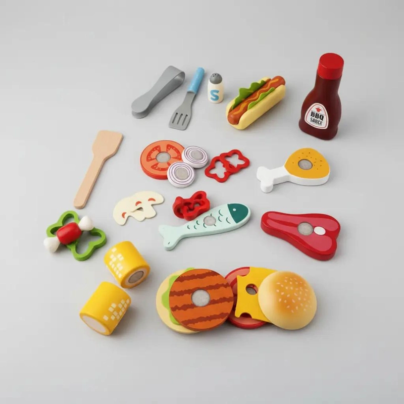 JUEGO DE CORTA CARNE DE MADERA CON 25 PIEZAS Y IMAN - 3