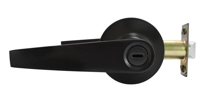 CERRADURA DE MANIJA PARA BAÑO CON SEGURO INTERIOR NEGRA - 2
