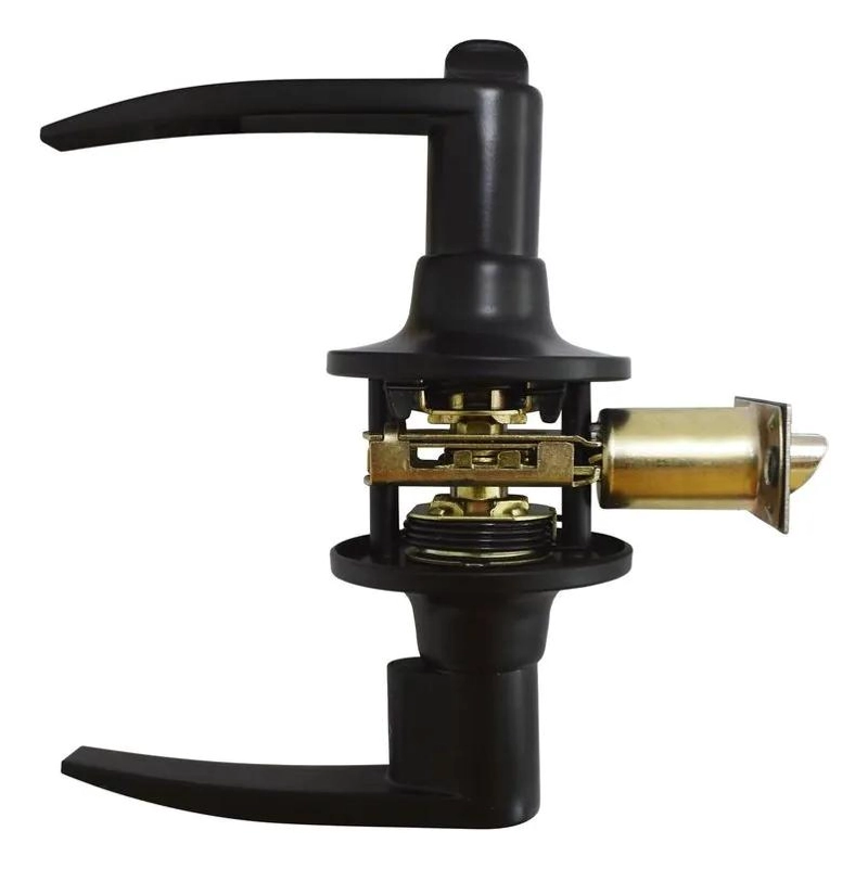 CERRADURA DE MANIJA PARA BAÑO CON SEGURO INTERIOR NEGRA - 3