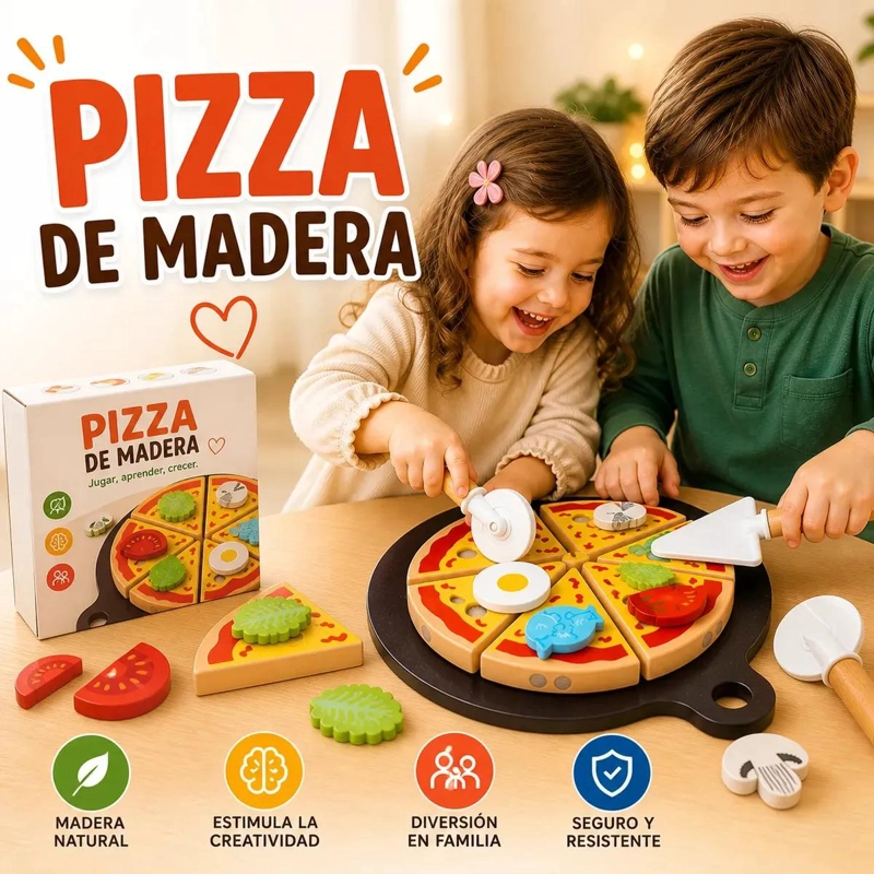 JUEGO DIDACTICO DE COCINA CON SET DE PIZZA Y UTENSILIOS - 2
