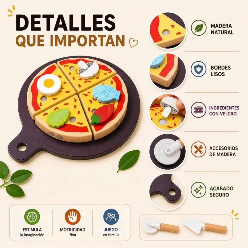 JUEGO DIDACTICO DE COCINA CON SET DE PIZZA Y UTENSILIOS - 4