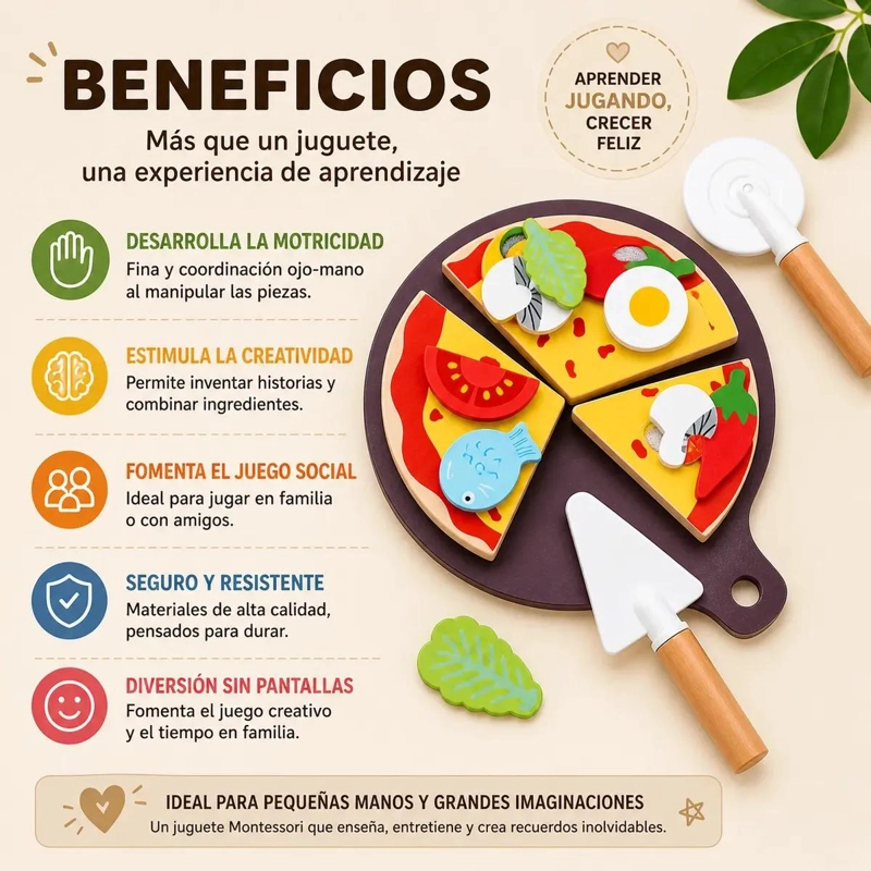 JUEGO DIDACTICO DE COCINA CON SET DE PIZZA Y UTENSILIOS - 5
