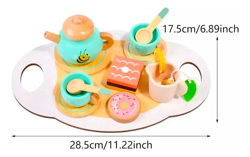 SET DE TE  DE MADERA CON BANDEJA PARA JUEGO - 4