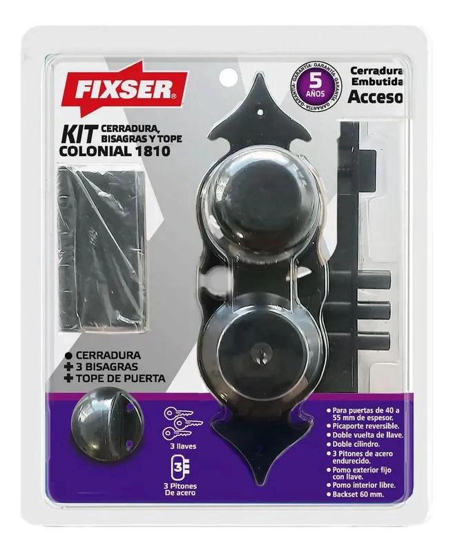 KIT CERRADURA COLONIAL PARA SEGURIDAD DE HOGAR - 1