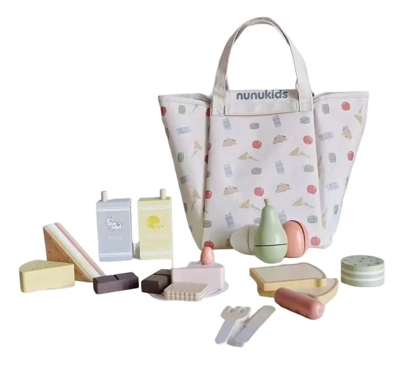 SET DE JUGUETE PARA PICNIC CON FRUTAS Y PASTELES DE MADER - 1