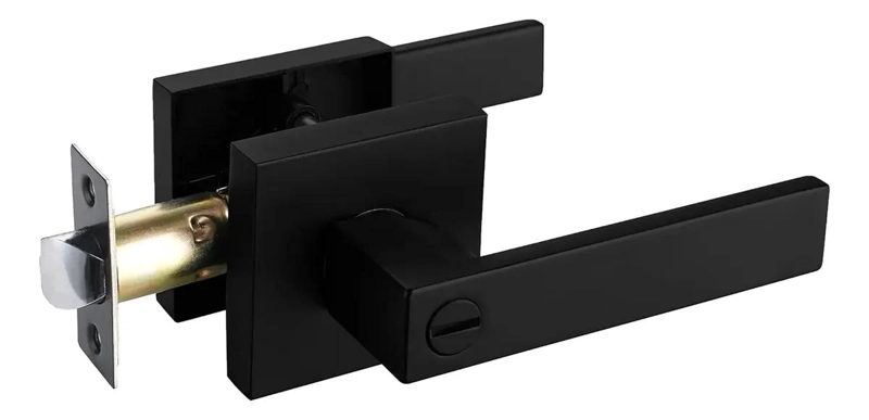 CERRADURA TUBULAR PARA BAÑO CON MANILLA Y CHAPA CUADRADA - 1