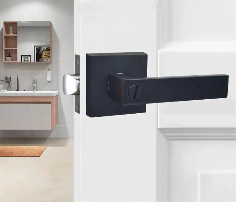 CERRADURA TUBULAR PARA BAÑO CON MANILLA Y CHAPA CUADRADA - 2