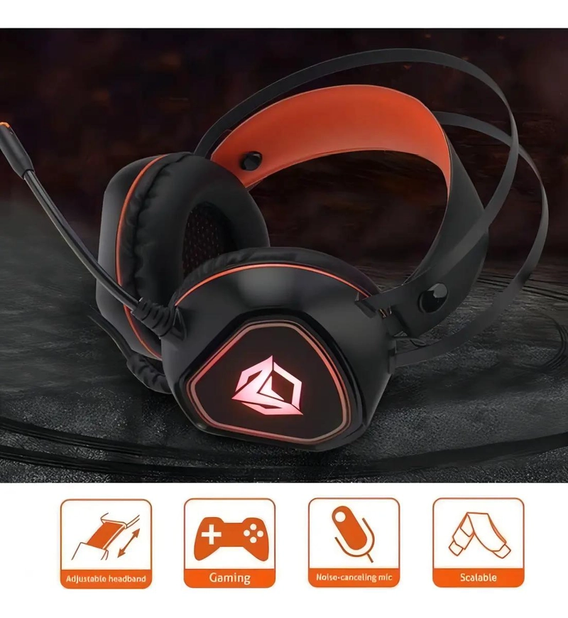 AUDIFONOS GAMER ON-EAR CON MICROFONO Y LED - 3