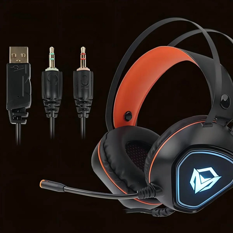 AUDIFONOS GAMER ON-EAR CON MICROFONO Y LED - 4
