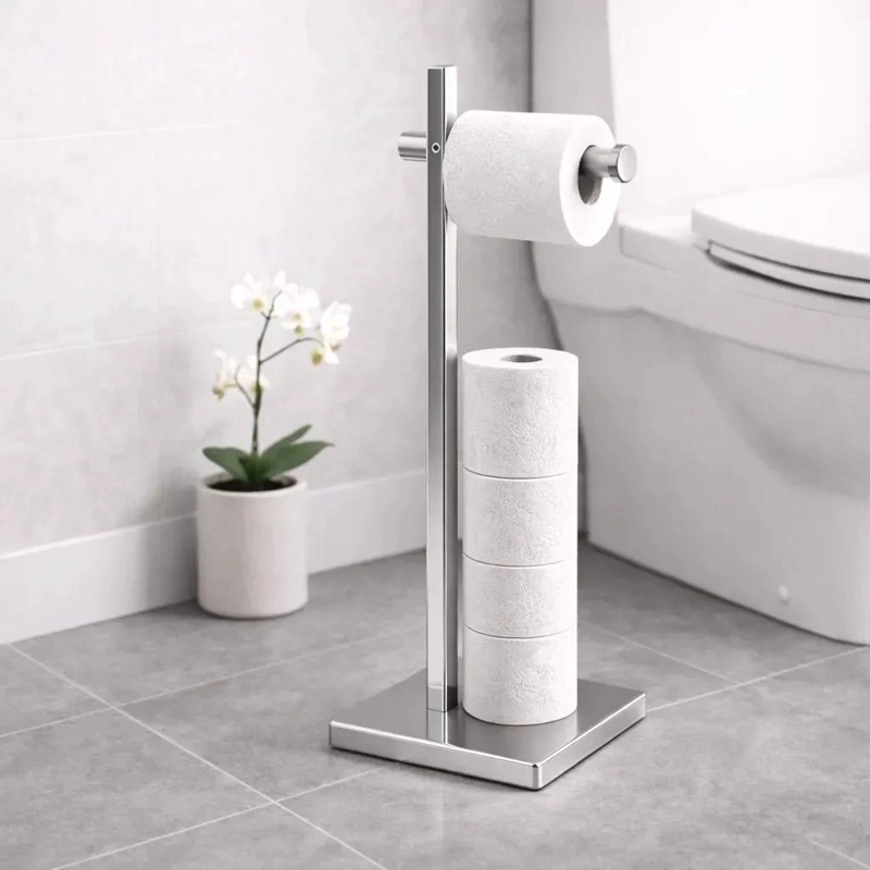SOPORTE DE PAPEL HIGIE NICO CON PEDESTAL Y ORGANIZADOR - 1