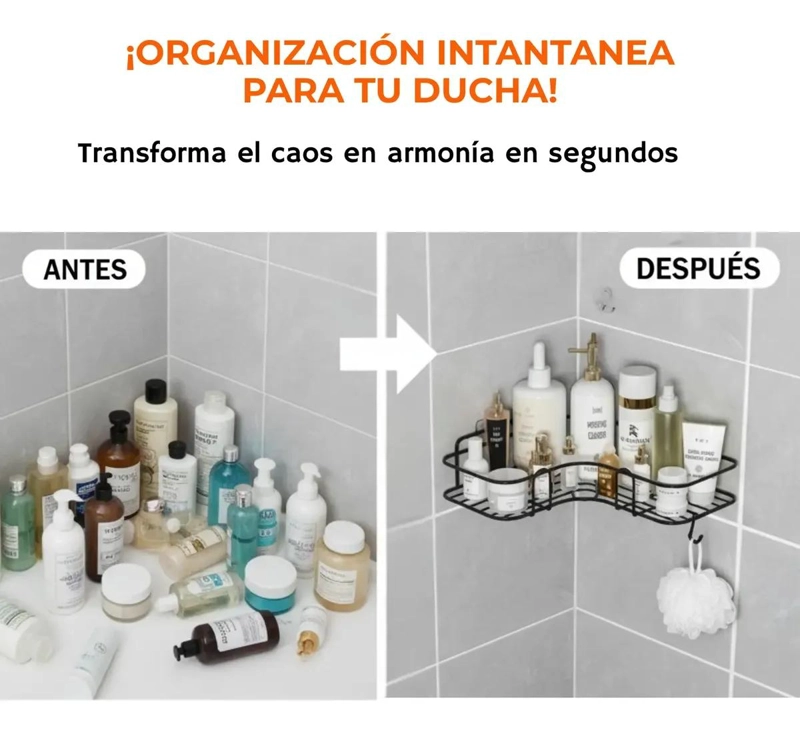 ORGANIZADOR DE DUCHA PARA ESQUINA CON ADHESIVO TRANSPAR - 4