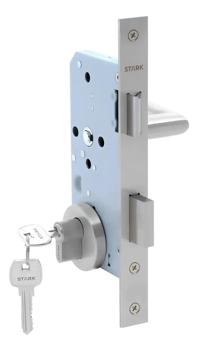 KIT CERRADURA DE EMBUTIR CON LLAVE PARA AMBOS LADOS ACERO - 1