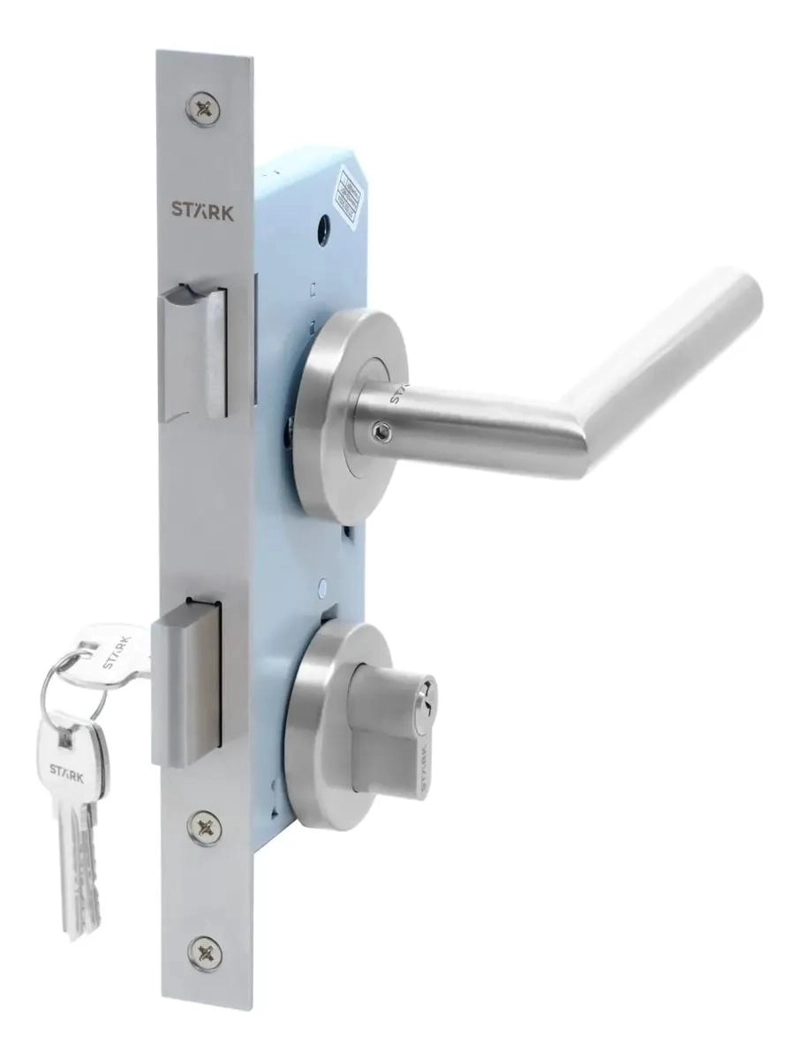 KIT CERRADURA DE EMBUTIR CON LLAVE PARA AMBOS LADOS ACERO - 2