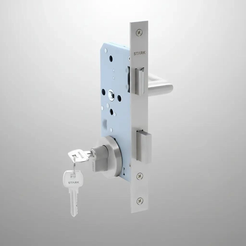 KIT CERRADURA DE EMBUTIR CON LLAVE PARA AMBOS LADOS ACERO - 4