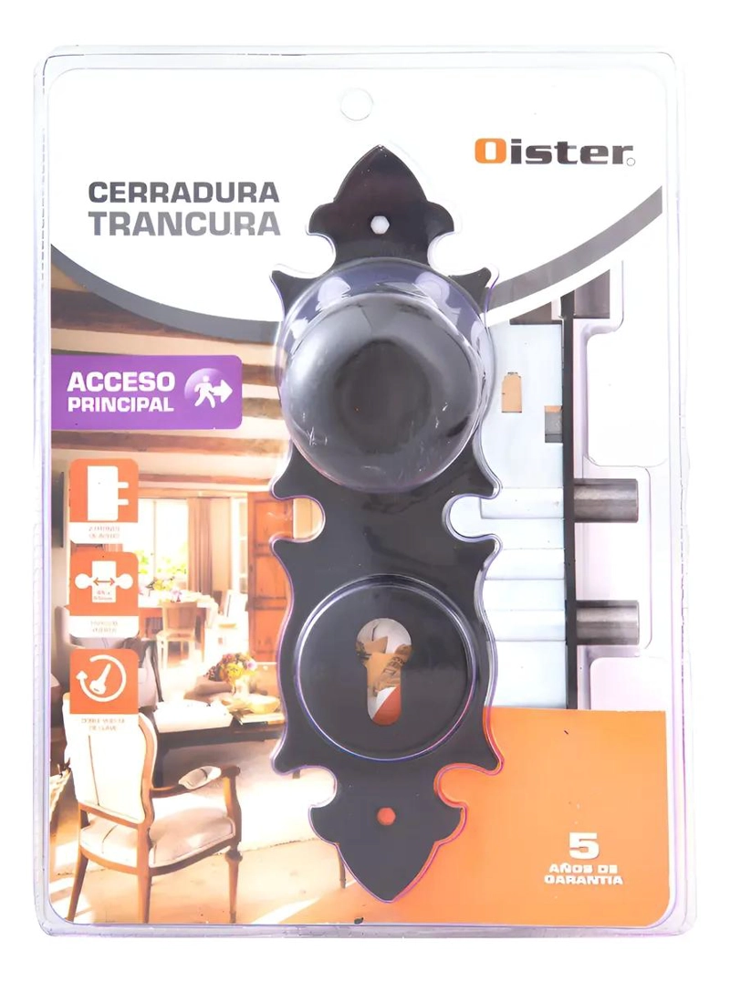 CERRADURA EMBUTIR NEGRA CON PLACA PARA ACCESO - 1