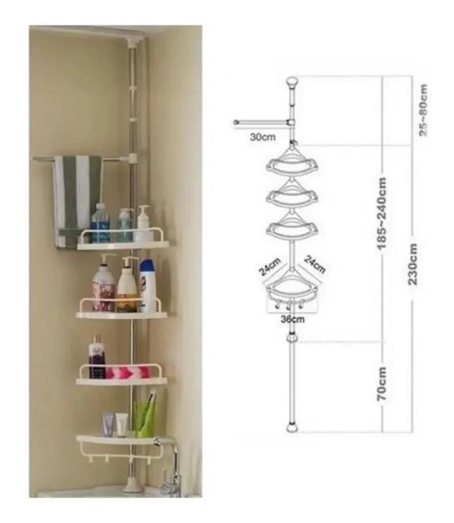 ESQUINERO DE DUCHA AJUSTABLE CON 4 REPISAS MULTIUSO - 4
