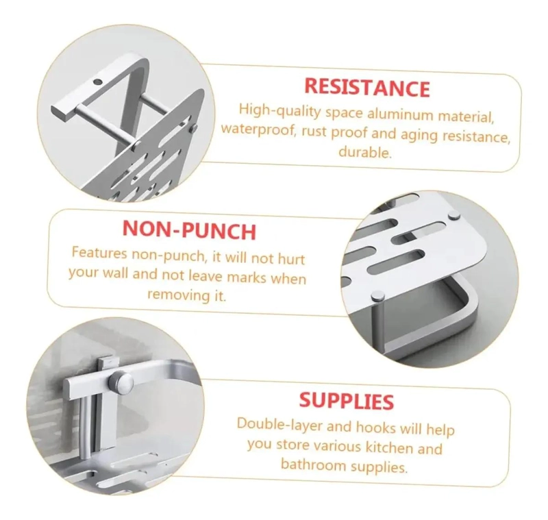 ORGANIZADOR DE DUCHA CON REPISA PARA BAÑO - 2