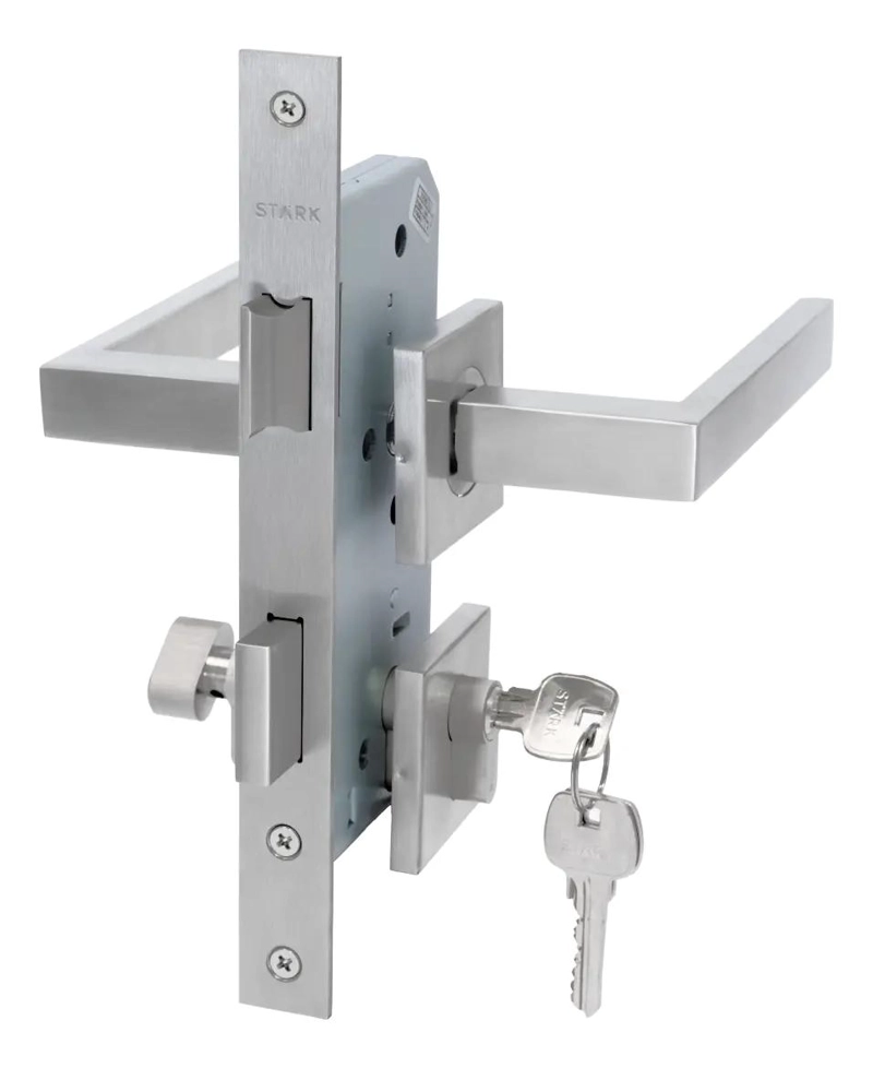 CERRADURA DE EMBUTIR PARA PUERTA CON MANILLAS EN ACERO - 1