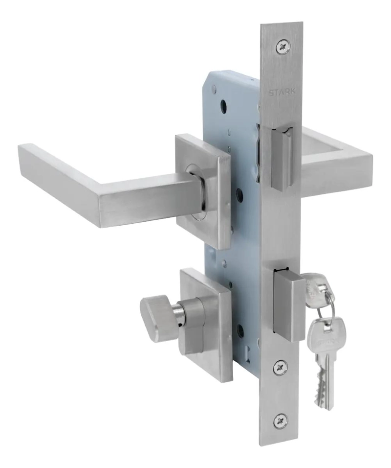 CERRADURA DE EMBUTIR PARA PUERTA CON MANILLAS EN ACERO - 2
