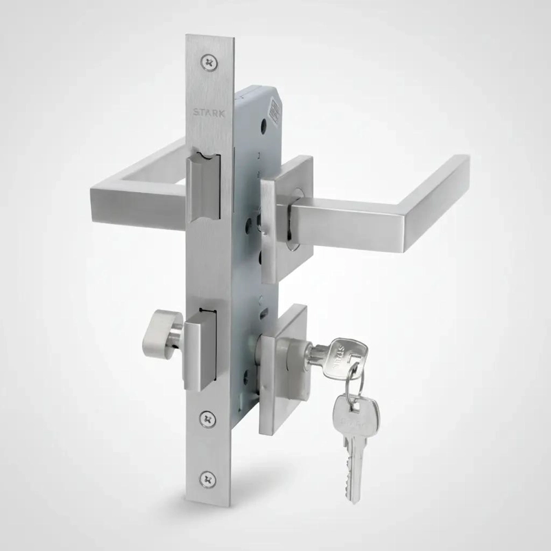 CERRADURA DE EMBUTIR PARA PUERTA CON MANILLAS EN ACERO - 4